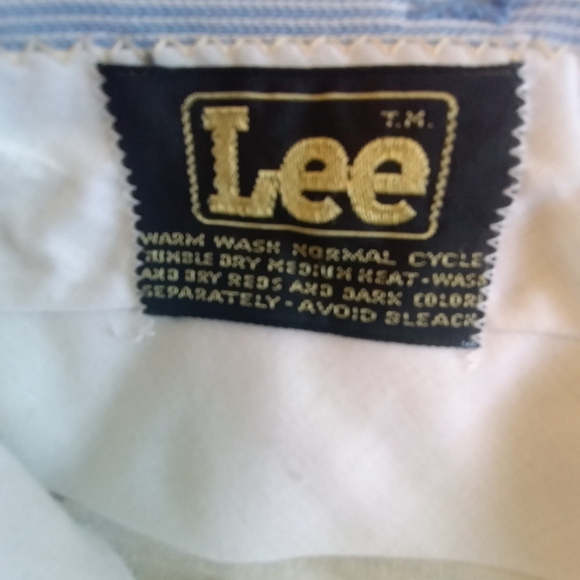 Lee Vintage Blue And White Pinstriped Classic Casual Polyester Wide Leg Pants - Picture 5 of 6